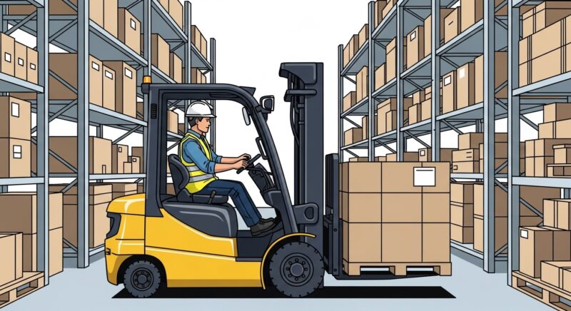 지게차 운전 자격증 준비 장면