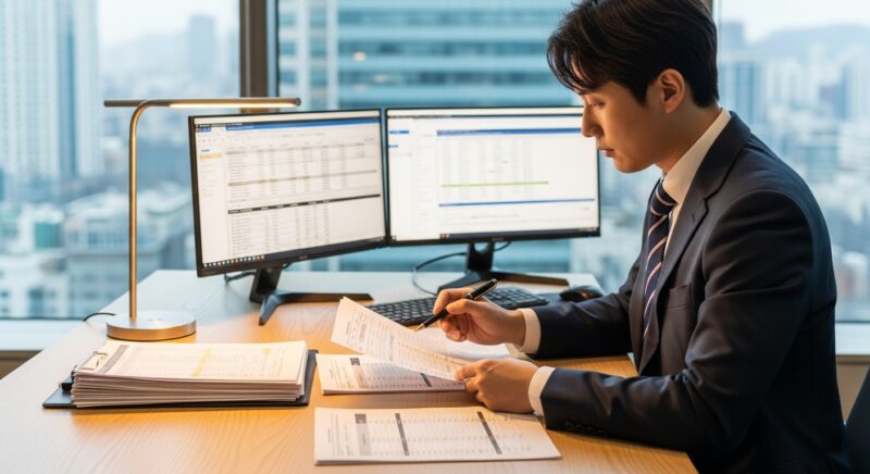공인회계사 재무제표 감사 업무 장면